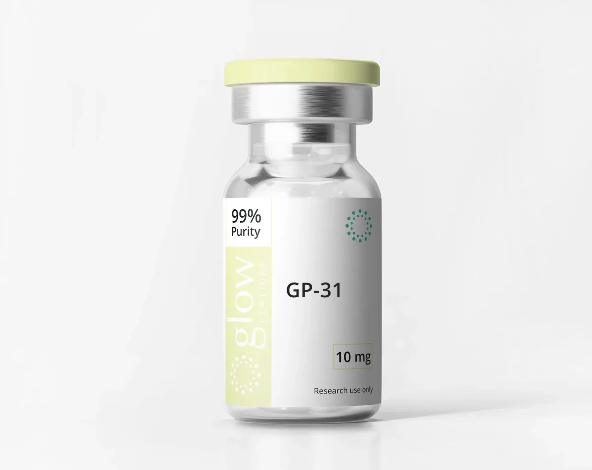 GP-31 lyophilized research peptide vial by Glow Peptides, product photo