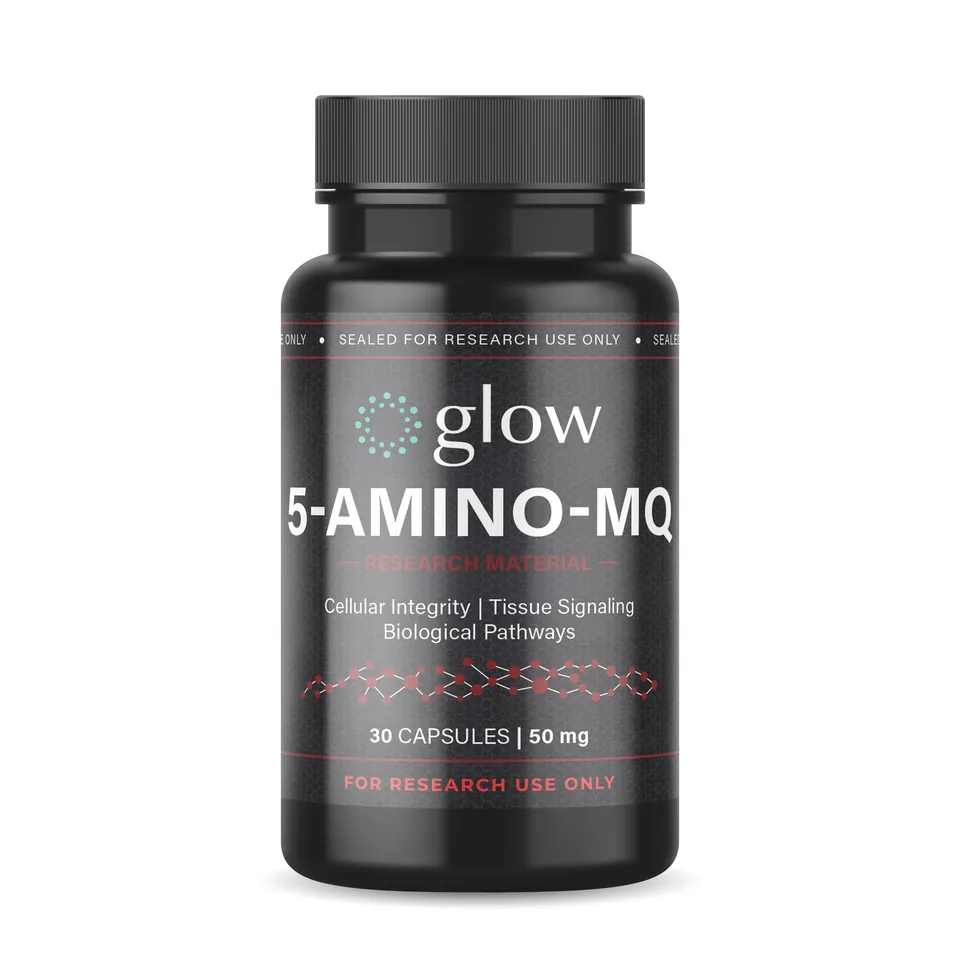 5-Amino-1MQ Capsules bottle by Glow Peptides, encapsulated research material