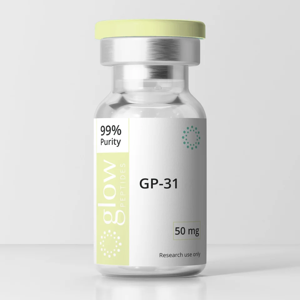 GP-31 lyophilized research peptide vial by Glow Peptides